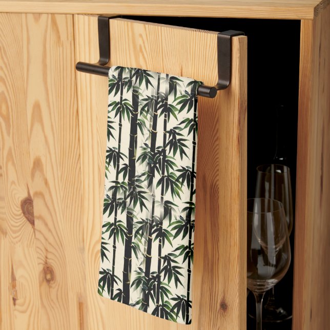 Bamboo on Beige Tea Towel (Thirds Fold)