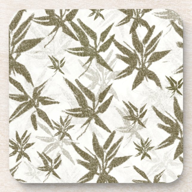 Bamboo on White Sheers - seamless surface pattern. Coaster (Front)
