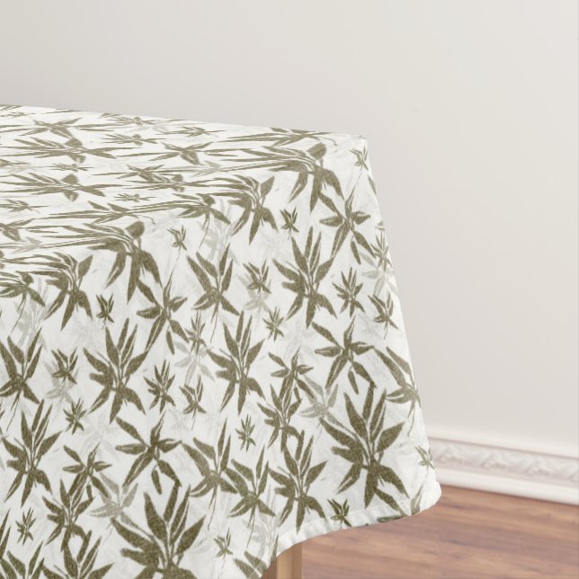 Bamboo on White Sheers - seamless surface pattern. Tablecloth (In Situ)