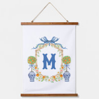 Bamboo & Orange Topiary Crest | 1-Letter Monogram