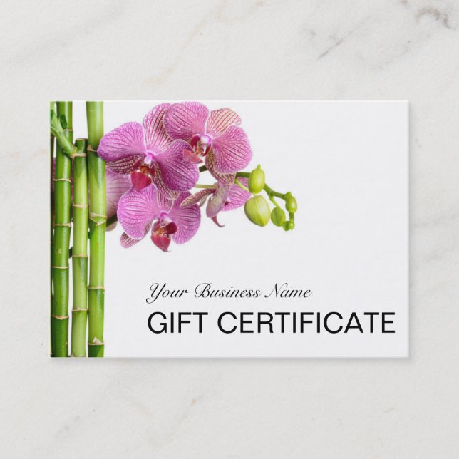 Bamboo Orchids Spa Salon Gift Certificate (Front)