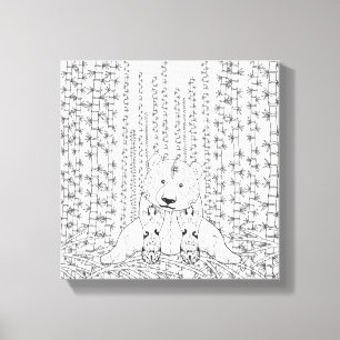 Bamboo Panda Doodle 6 Canvas Print