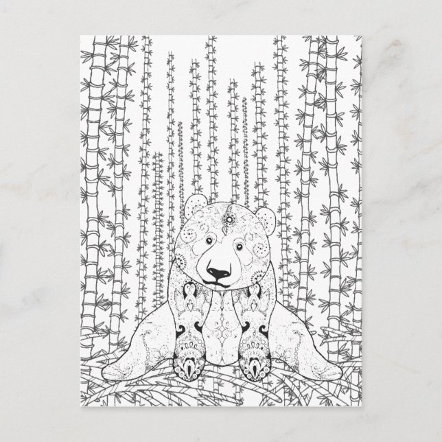 Bamboo Panda Doodle Postcard (Front)
