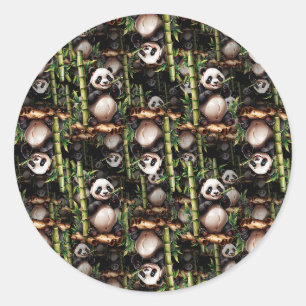 Bamboo Panda Pattern Design Classic Round Sticker