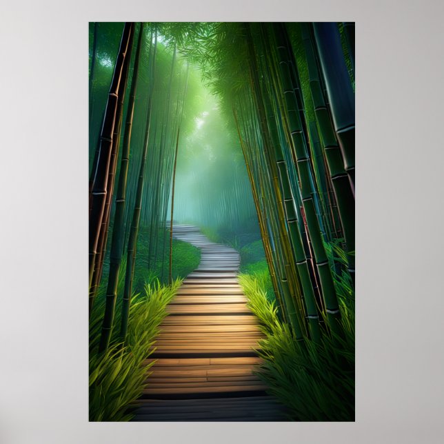 Bamboo Passage, A Stunning Wooden Path Poster (Front)