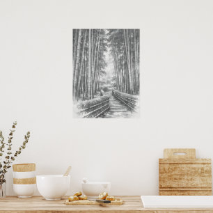 Bamboo Path in Light -Yang Japanese Zen Wall Art