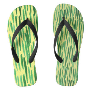  Bamboo Pattern Jungle Vibe Green Stripes Jandals