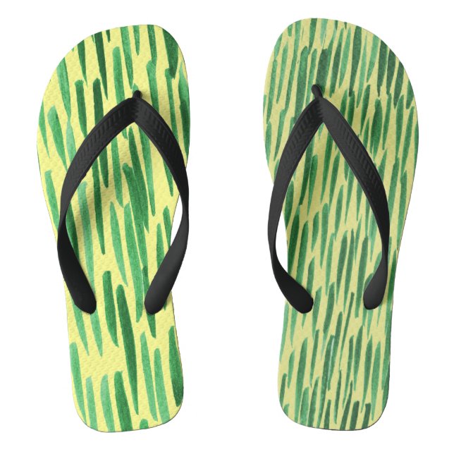  Bamboo Pattern Jungle Vibe Green Stripes Jandals (Footbed)