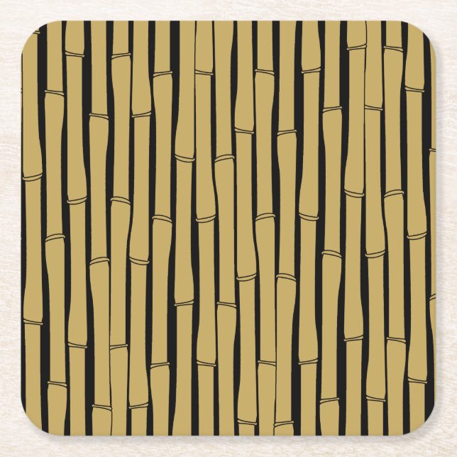 Bamboo Pattern Square Paper Coaster (Front)
