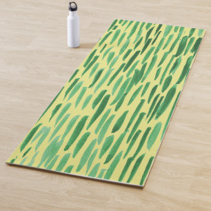 Bamboo Pattern Tiki Vibe Green Stripes Yoga Mat