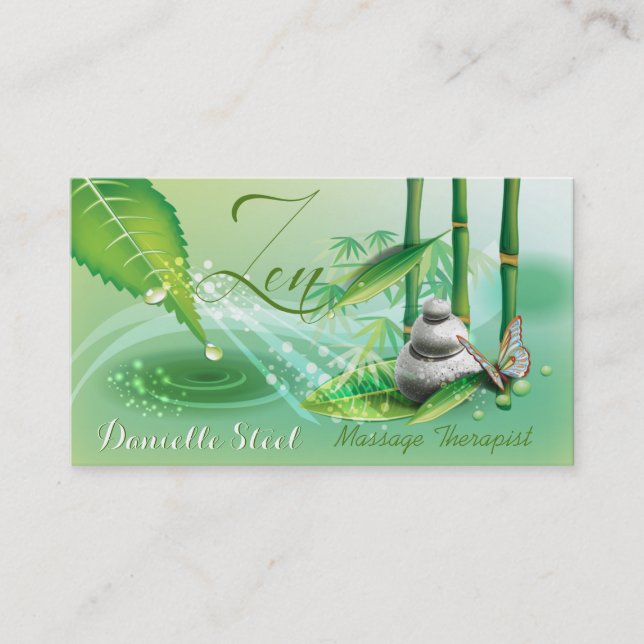Bamboo Pond Zen Therapist Business Card (Front)