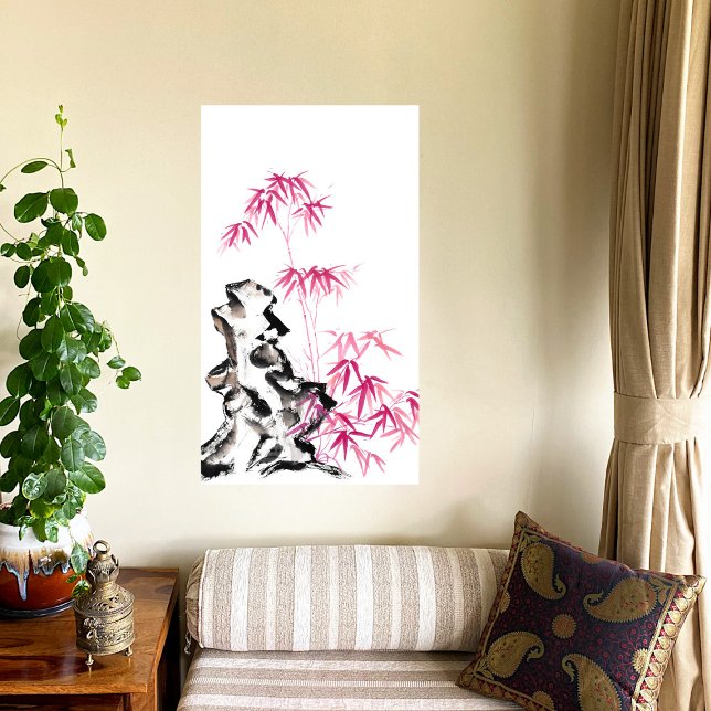 Bamboo - red canvas print (Creator Uploaded)