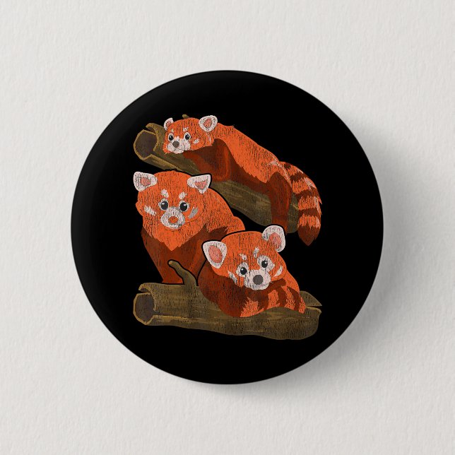 Bamboo Red Pandas Zoo Keeper Wildlife Animal Red 6 Cm Round Badge (Front)