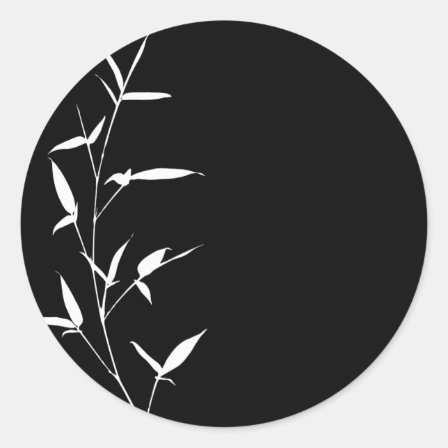 Bamboo Silhouette Background Template Black Blank Classic Round Sticker (Front)