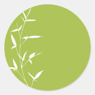 Bamboo Silhouette Background Template Green Classic Round Sticker