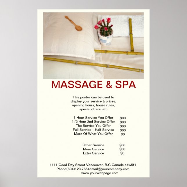 Bamboo Spa Massage Beauty Salon Poster (Front)