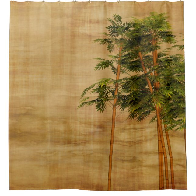 Bamboo stationery wallpaper shower curtain (Front)