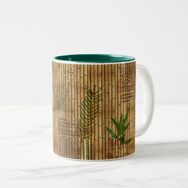 Bamboo Tapa Cloth Two-Tone Coffee Mug (Front Right)