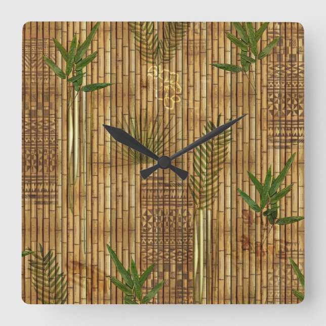 Bamboo Tapa Cloth Wall Clock (Front)