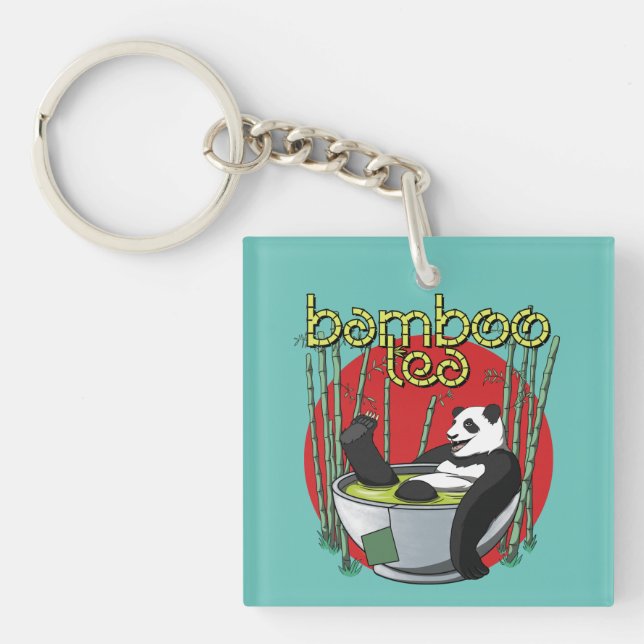 Bamboo Tea Drinker Panda Key Ring (Front)