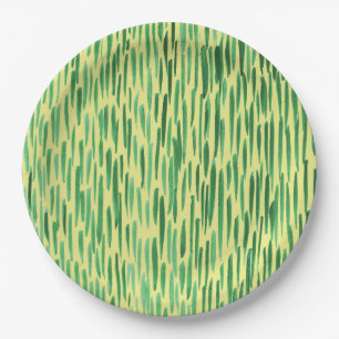 Bamboo Tiki Green Watercolor Design Paper Plate