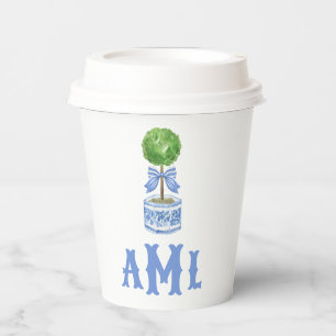Bamboo Topiary Garden   Monogram Paper Cups