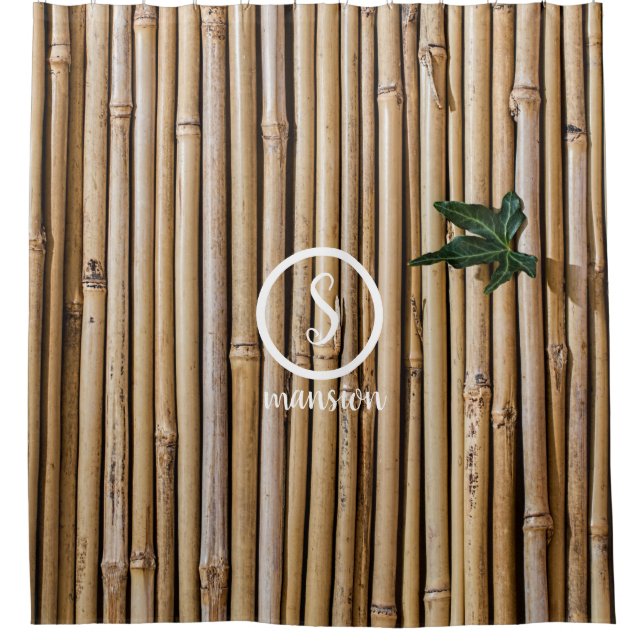 Bamboo Wall with Customisable Logo and Text Shower Curtain (Front)