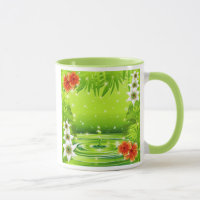 Bamboo, Water and Tropical Flowers