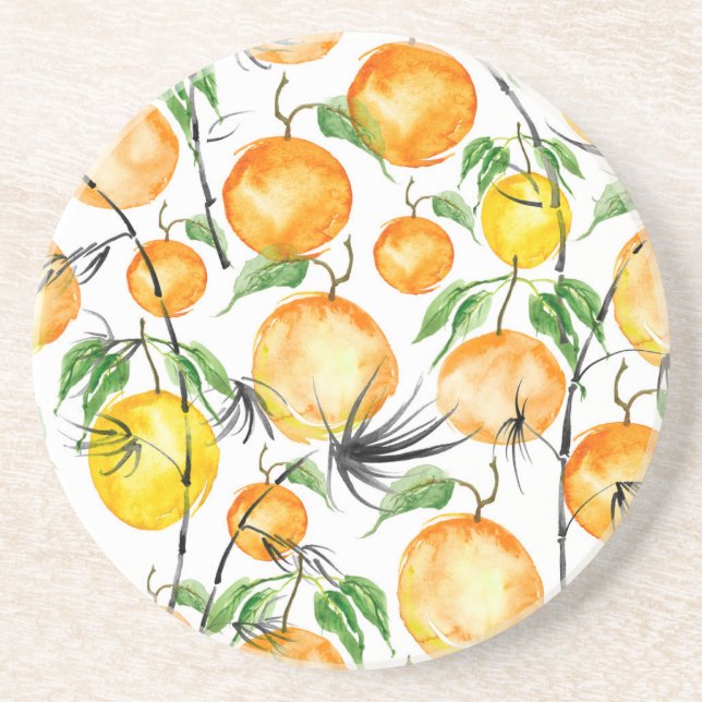Bamboo watercolor: jungle seamless pattern. coaster (Front)