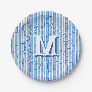 Bambooey Bamboo Stripe in Blue Personalised Paper Plate