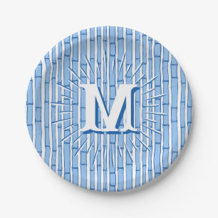 Bambooey Bamboo Stripe in Blue Personalized Paper Plate