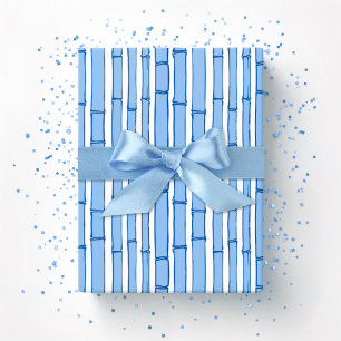 Bambooey Bamboo Stripe in Blue Porcelain Wrapping Paper