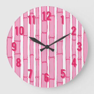 Bambooey Bamboo Stripe in Pink Large Clock