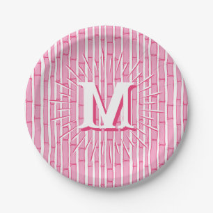 Bambooey Bamboo Stripe in Pink Personalised Paper Plate