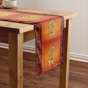 Bamboos Silhouette Chinese New Year Dragon TRun2 Short Table Runner