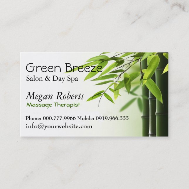 Bamboos Spa Skin Care Massage Salon Reiki Appointment Card (Front)