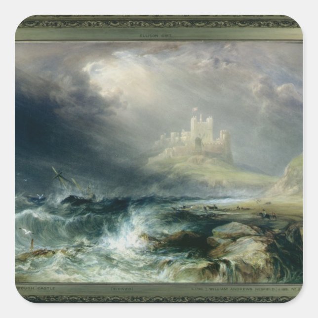 Bamburgh Castle, Northumberland Square Sticker (Front)