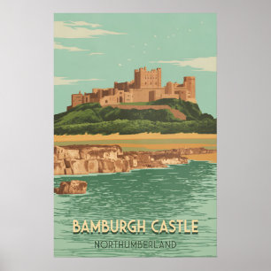 Bamburgh Castle Northumberland Travel Poster