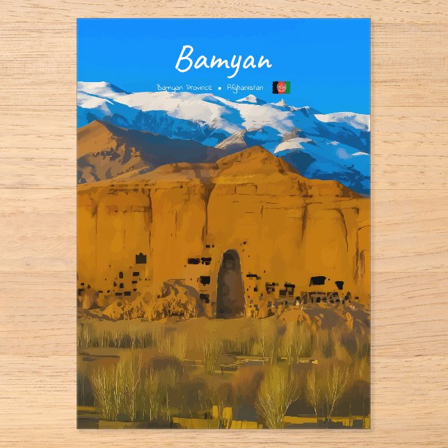 Bamyan, Afghanistan - Buddha Cliff Valley Acrylic Invitations (Front)