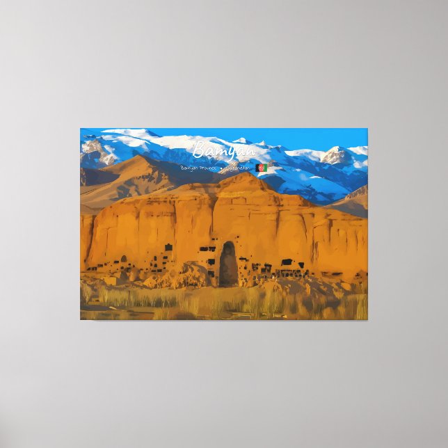 Bamyan, Afghanistan - Buddha Cliff Valley Canvas Print (Front)