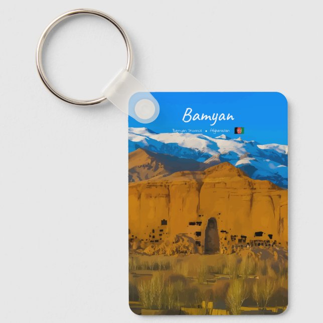 Bamyan, Afghanistan - Buddha Cliff Valley Classic Key Ring (Front)