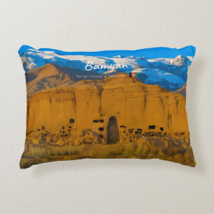 Bamyan, Afghanistan - Buddha Cliff Valley Decorative Cushion