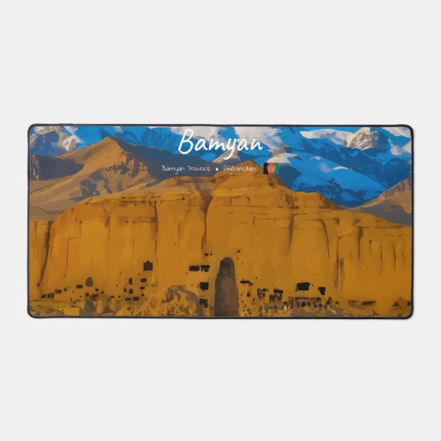 Bamyan, Afghanistan - Buddha Cliff Valley Desk Mat (Front)
