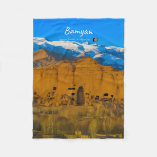 Bamyan, Afghanistan - Buddha Cliff Valley Fleece Blanket