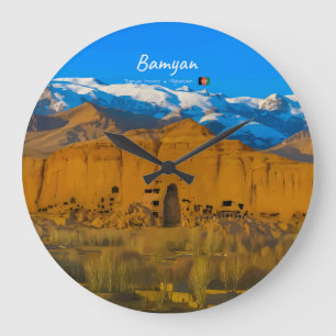 Bamyan, Afghanistan - Buddha Cliff Valley Large Clock