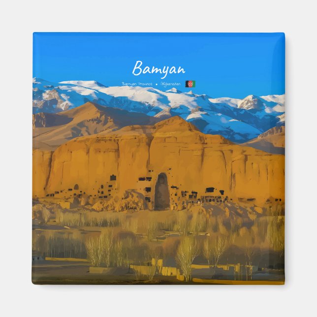 Bamyan, Afghanistan - Buddha Cliff Valley Magnet (Front)