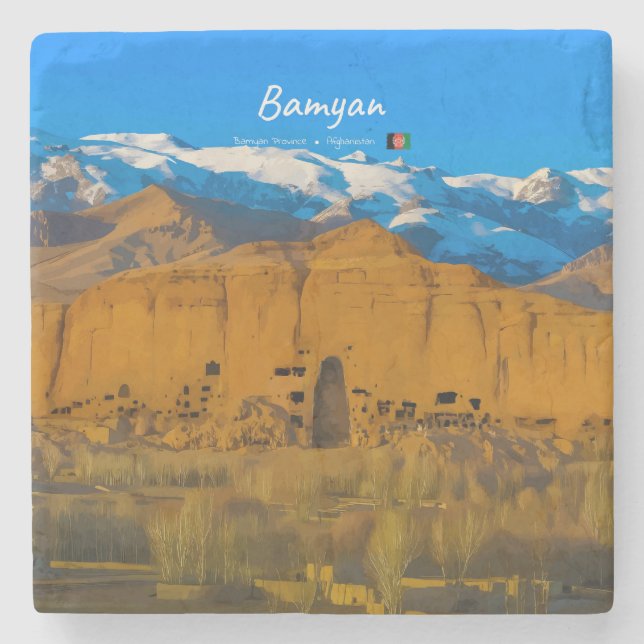 Bamyan, Afghanistan - Buddha Cliff Valley Stone Coaster (Front)