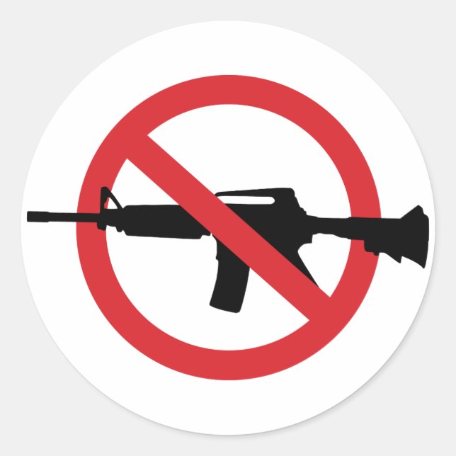 Ban Assault Rifles - No Symbol Red Line Classic Round Sticker (Front)