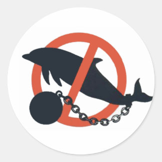 BAN DOLPHIN CAPTIVITY CLASSIC ROUND STICKER