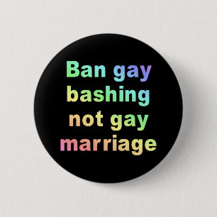 ban gay bashing 6 cm round badge